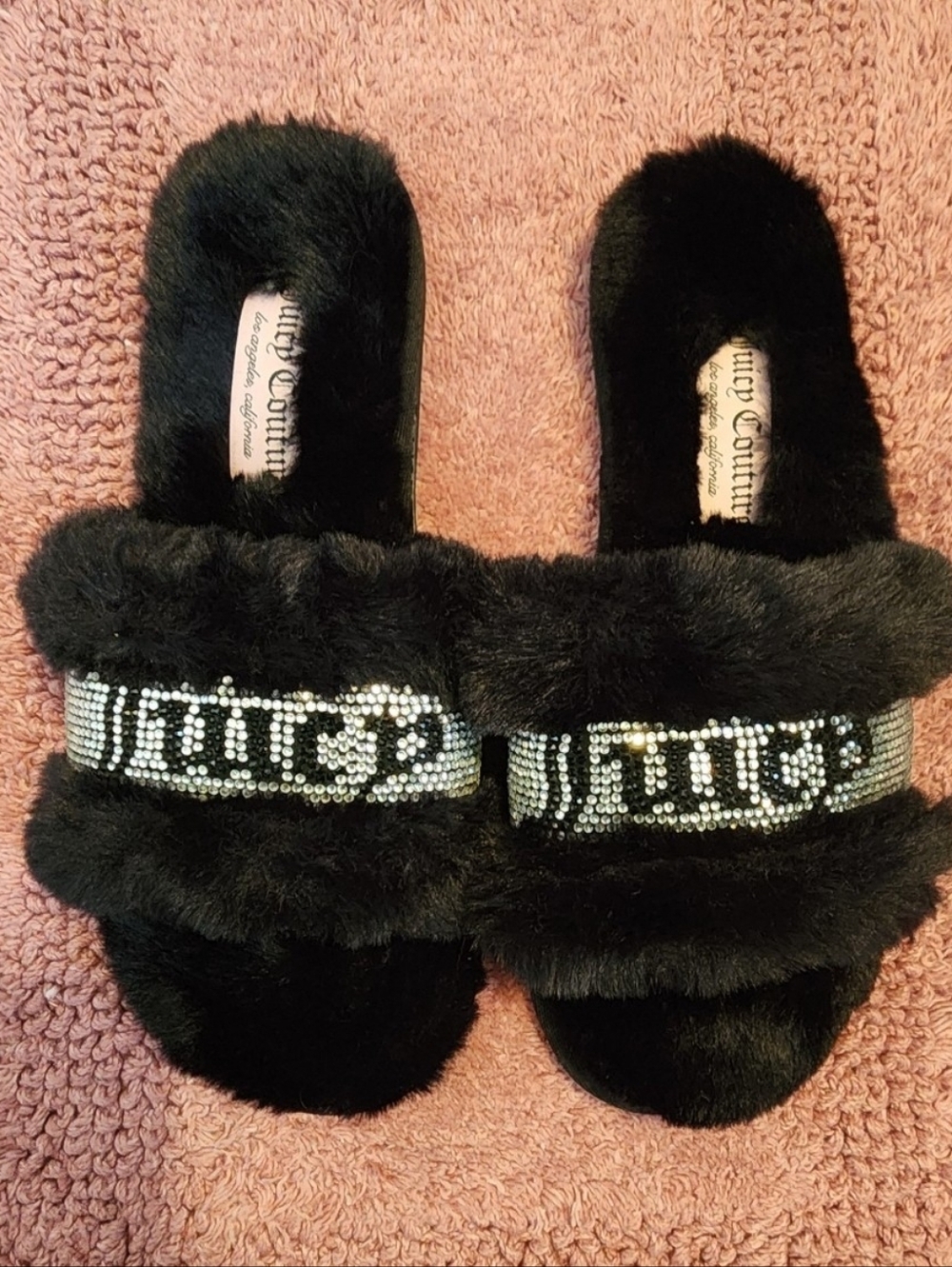 NEW SZ 7 JUICY COUTURE RHINESTONE SLIPPERS.
